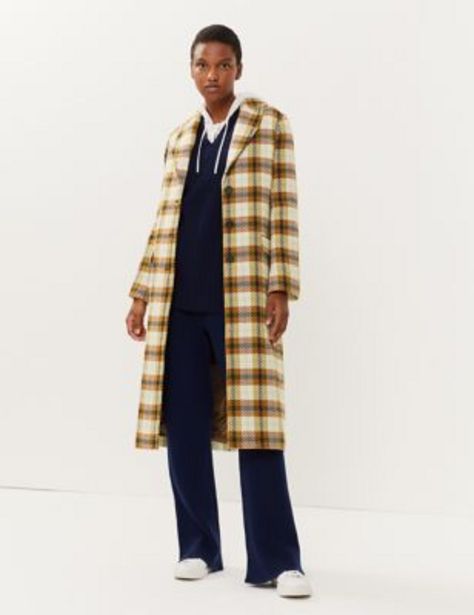 Checked Tailored Coat with Wool offer at £104.99