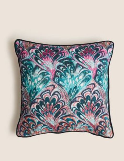 Pure Cotton Velvet Fan Print Cushion offers at £14 in Marks & Spencer