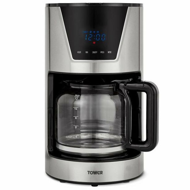 T13010 Tower 900W Digital 1.5L Coffee Maker Silver offers at £33.99 in Beales