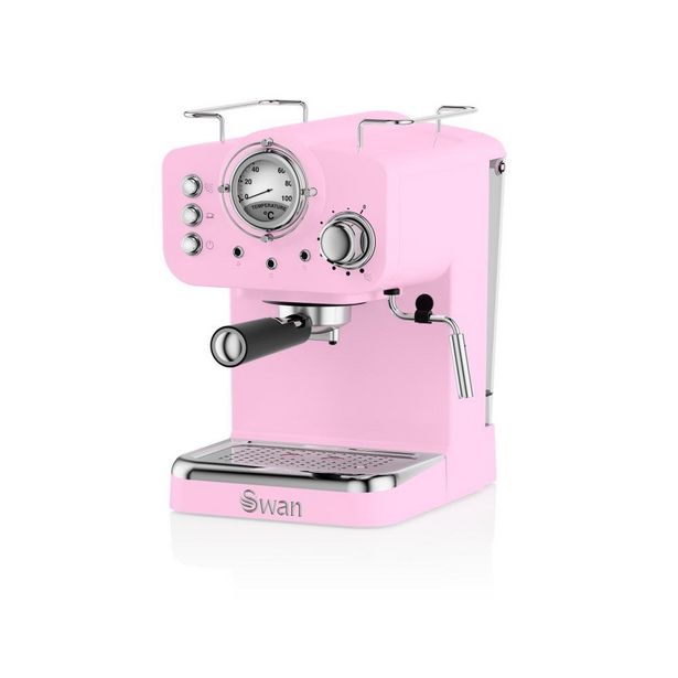 SK22110PN Swan Retro Espresso Coffee Machine Pink offers at £89.99 in Beales
