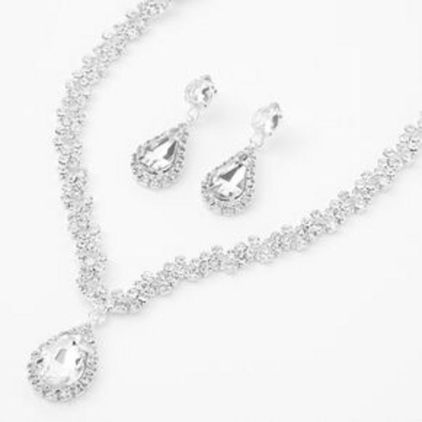 Silver Crystal Teardrop V-Neck Jewellery Set - 2 Pack offers at £9.6 in Claire's