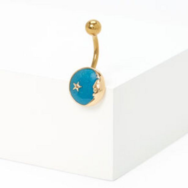 Gold 14G Glow in the Dark Blue Moon Belly Ring offer at £5