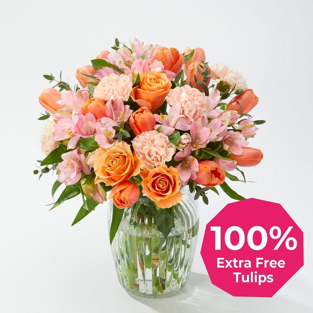 Stunning Spring Sunrise - 100% Extra Free Tulips offers at £28 in Flying Flowers