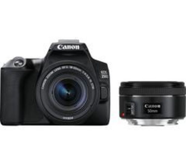 CANON EOS 250D DSLR Camera with EF-S 18-55 mm f/3.5-5.6 III & EF 50 mm f/1.8 STM Lens offers at £679 in Currys