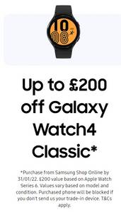 Up to £200 off Galaxy Watch4 Classic offer at 