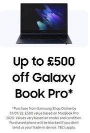 Up to £500 off Galaxy Book Pro offer at 